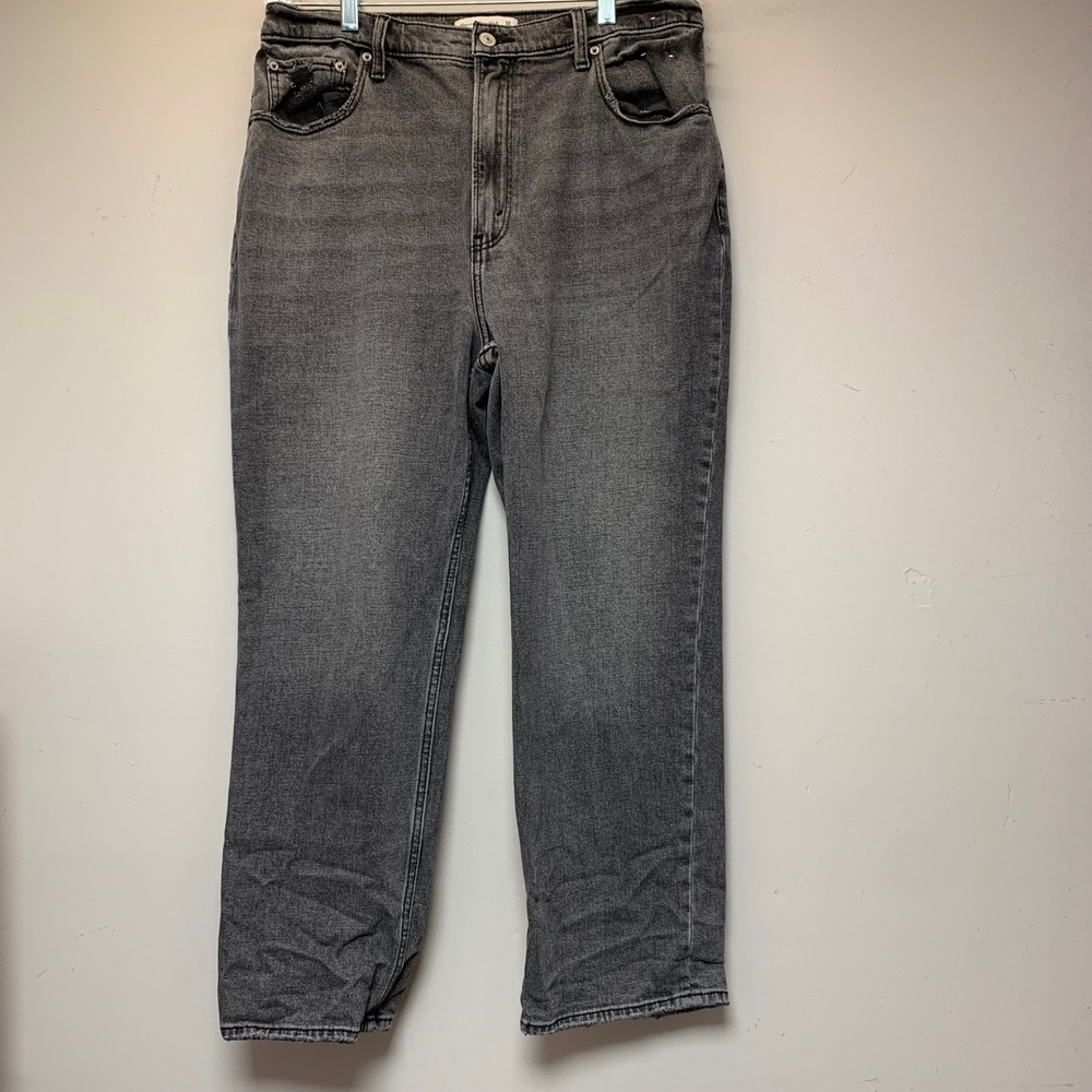 Abercrombie & Fitch Ankle Straight Jeans Women 32 14R Black Excellent Ultra High